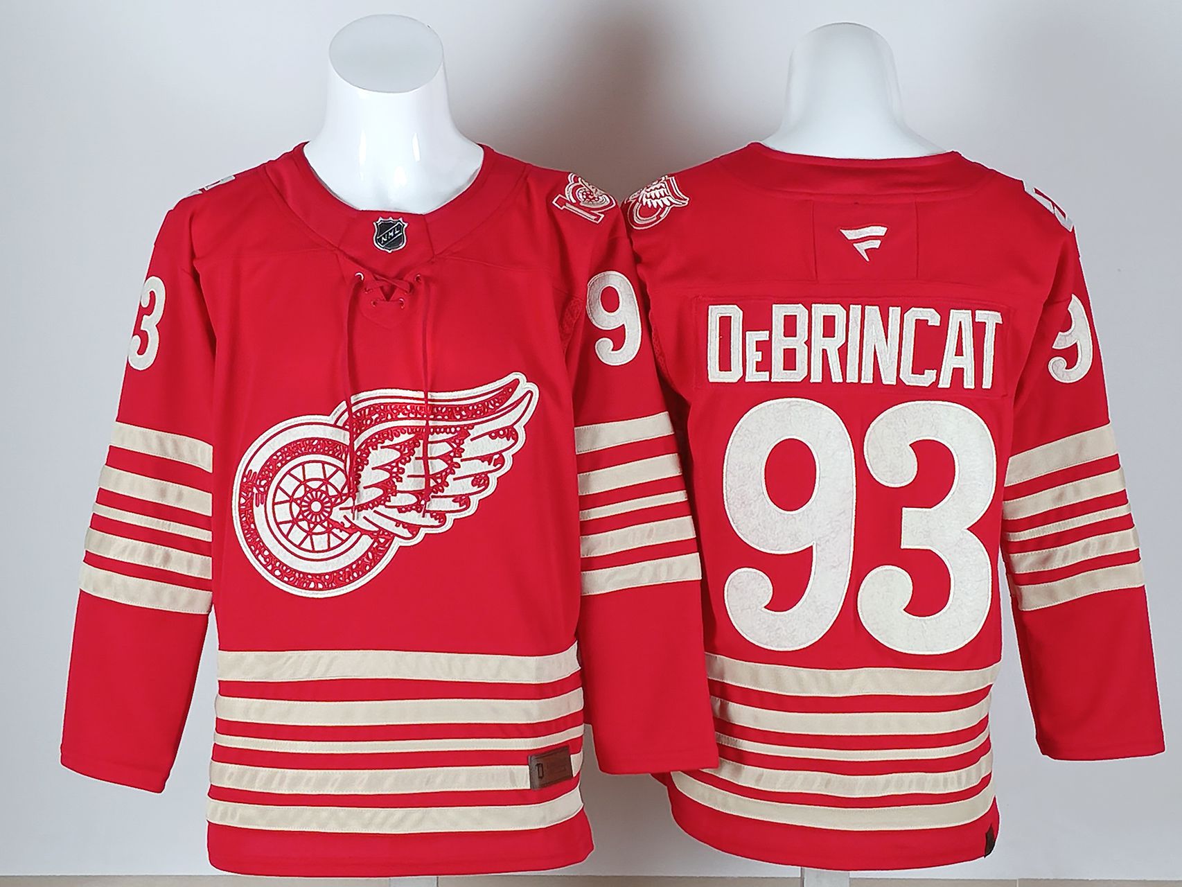 Men 2026 Detroit Red Wings #93 Debrincat Red 100th NHL Jersey style 01-0